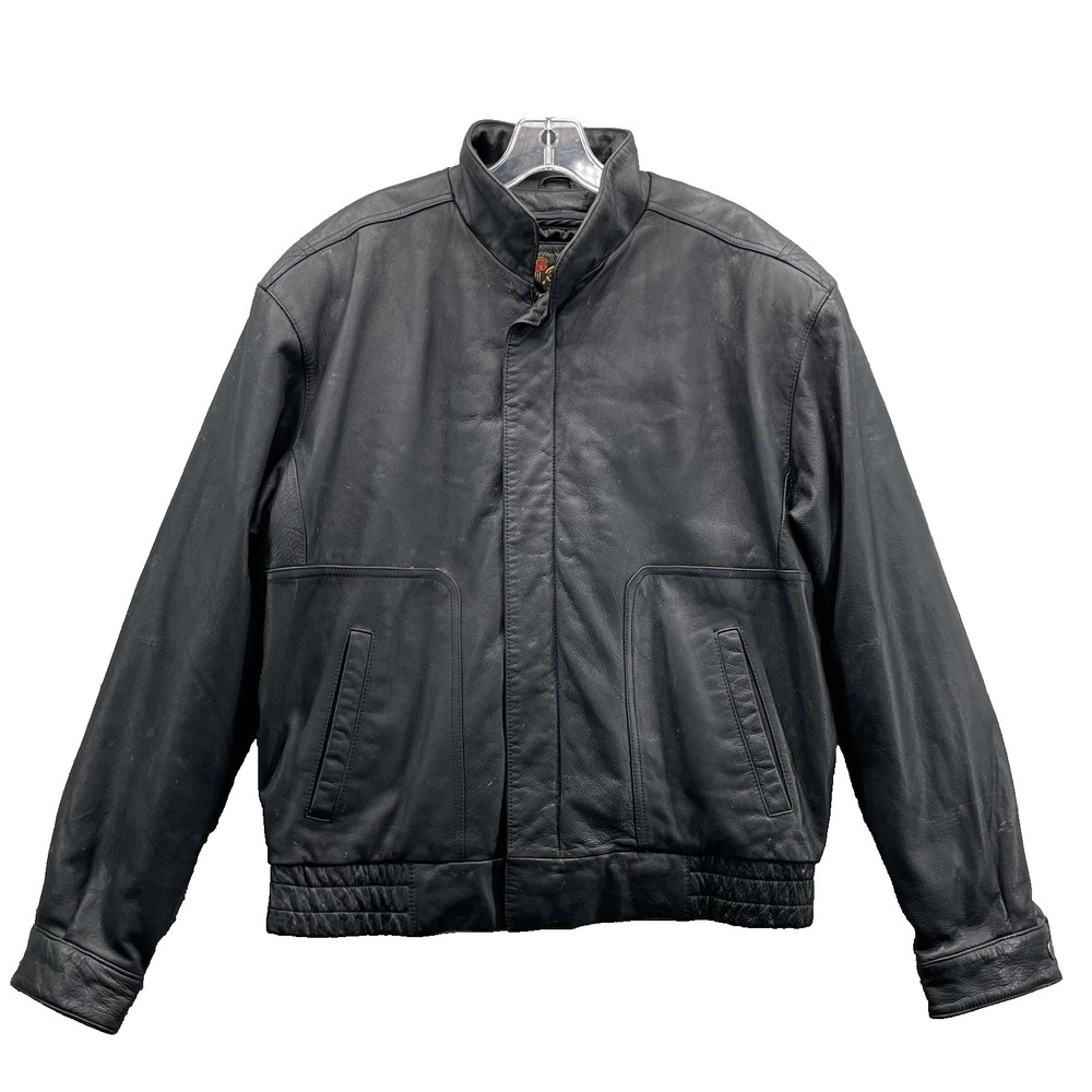 Reed 100% Leather Bomber Jacket Men's 40 Thinsulate Black Flight Moto Streetwear